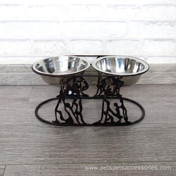 Dog Pet Feeding Bowl with Metal Holder